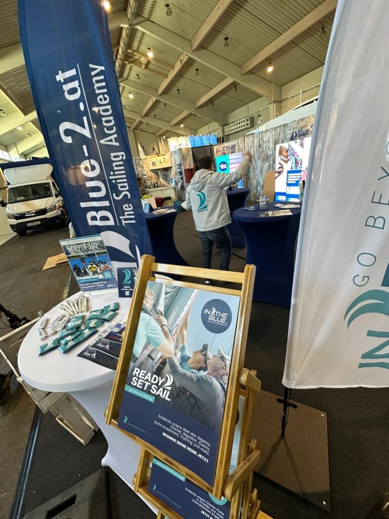 "Ready Set Sail" poster at the IN2THEBLUE booth in Tulln