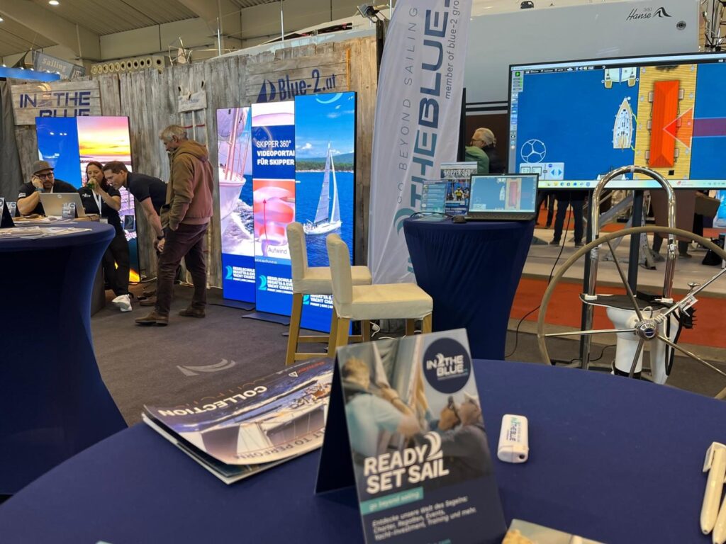 Virtual helm station and information materials at the IN2THEBLUE booth in Tulln