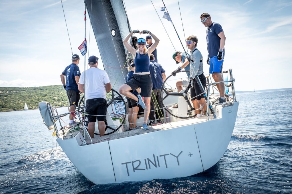 Crew on deck of the Solaris 44.1 TRINITY+ sailing in Croatia