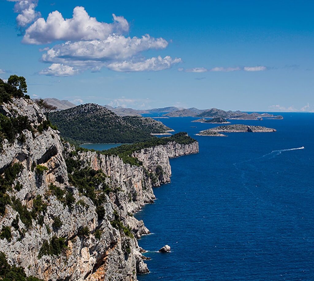 Steep cliffs of Telašćica Nature Park on the Dalmatian coast