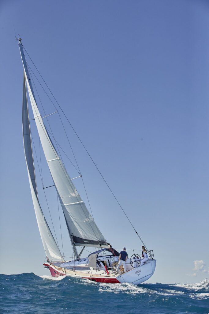 Dehler sailing yacht close-hauled on open water
